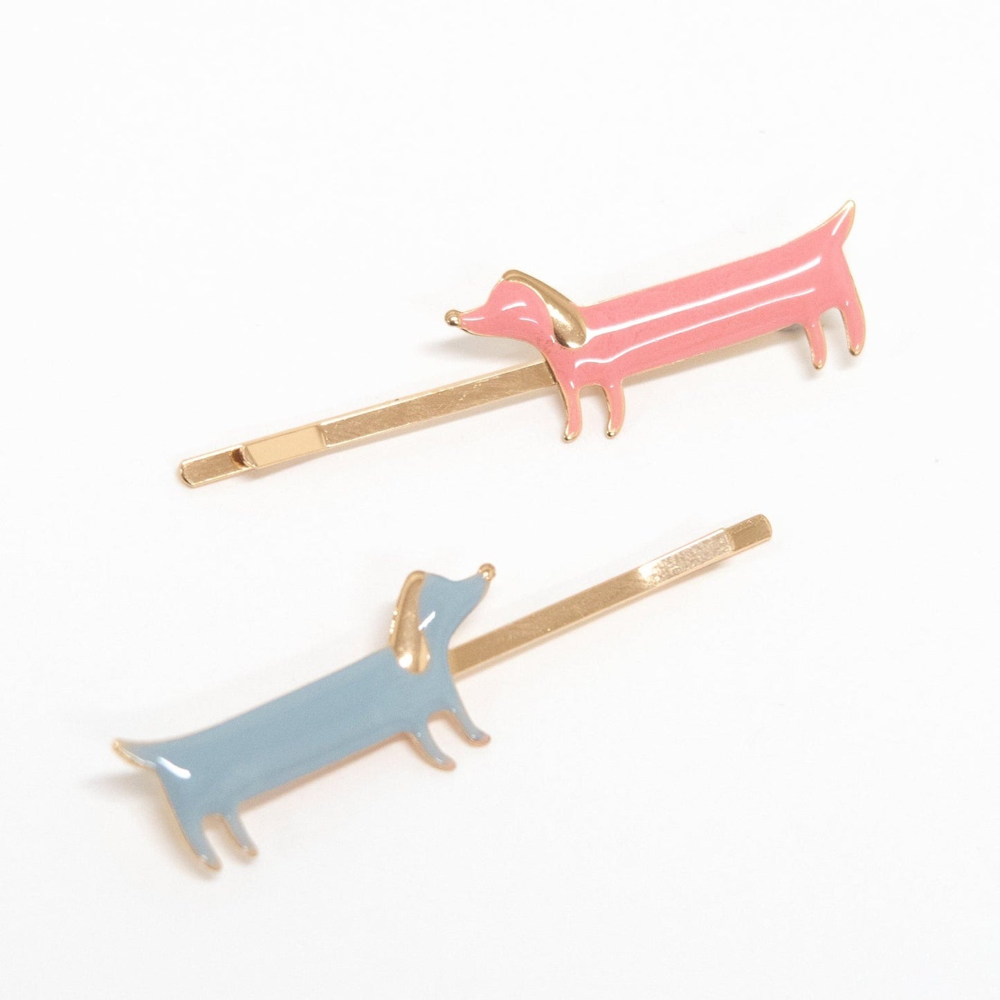 Enamel Hair Slides, Sausage Dogs