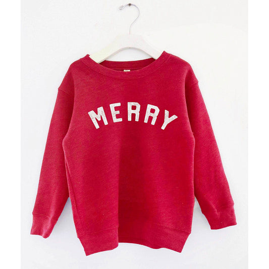 Merry Toddler Graphic Sweatshirt, Cranberry Heather