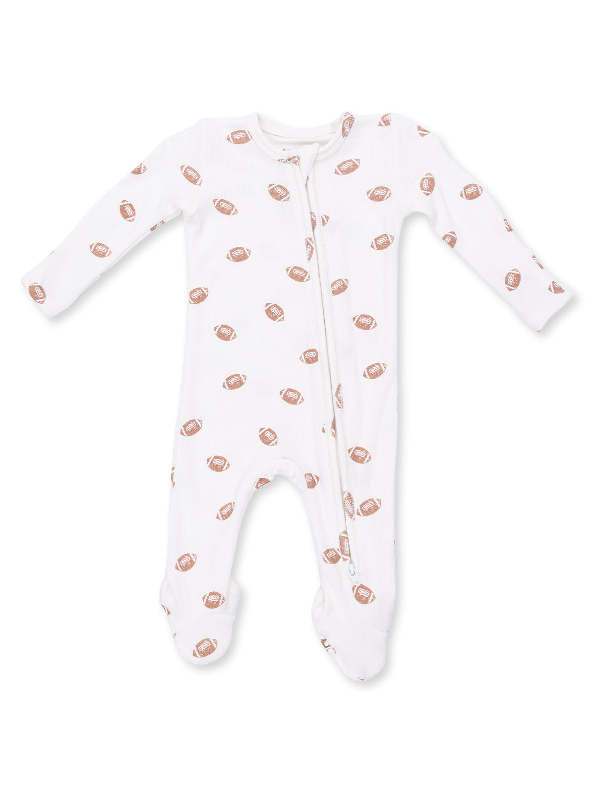 Ribbed 2-Way Zip Footie, Mini Footballs