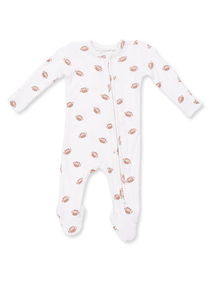Ribbed 2-Way Zip Footie, Mini Footballs