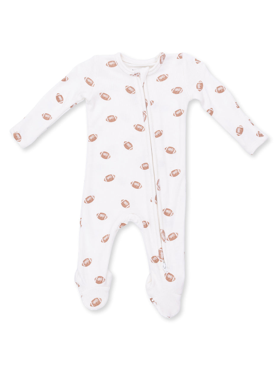 Ribbed 2-Way Zip Footie, Mini Footballs