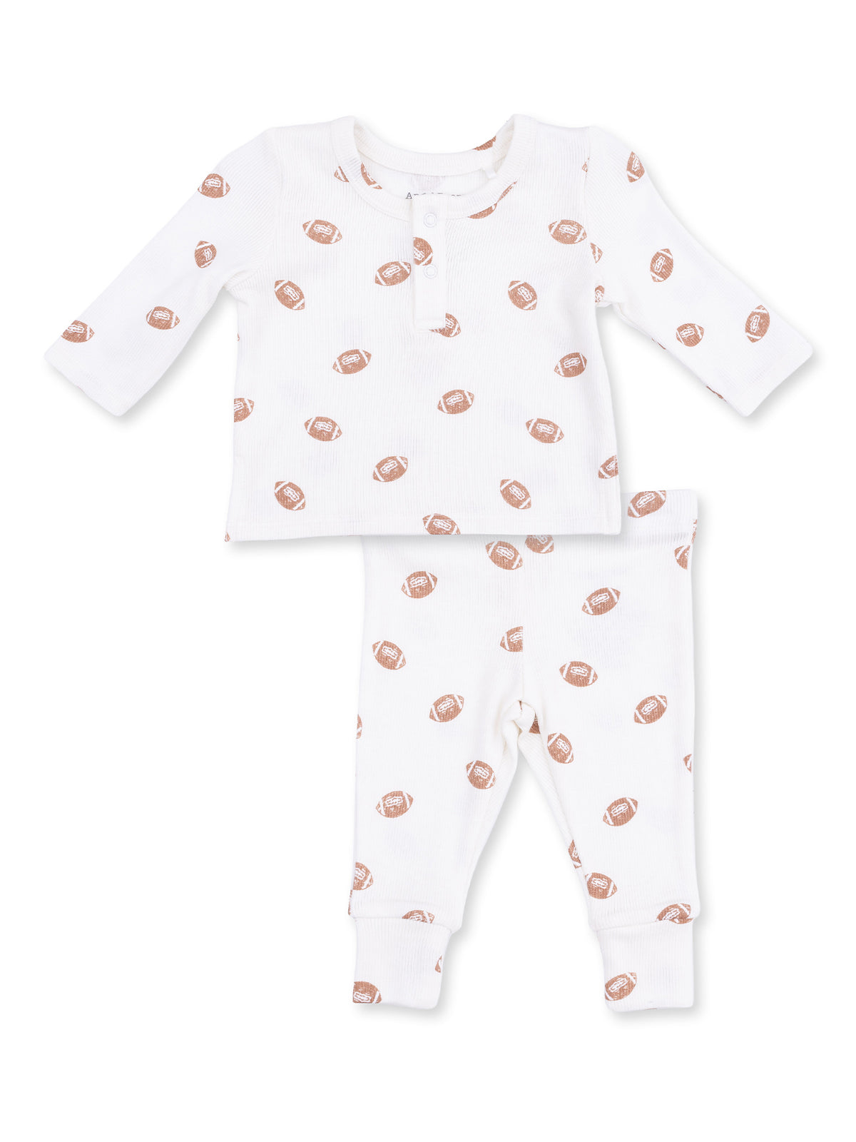 Ribbed Long Sleeve Henley Play Set, Mini Footballs