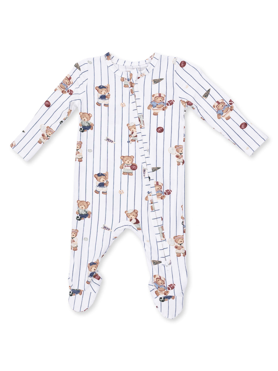 2-Way Zip Footie, Mixed Sports Bears