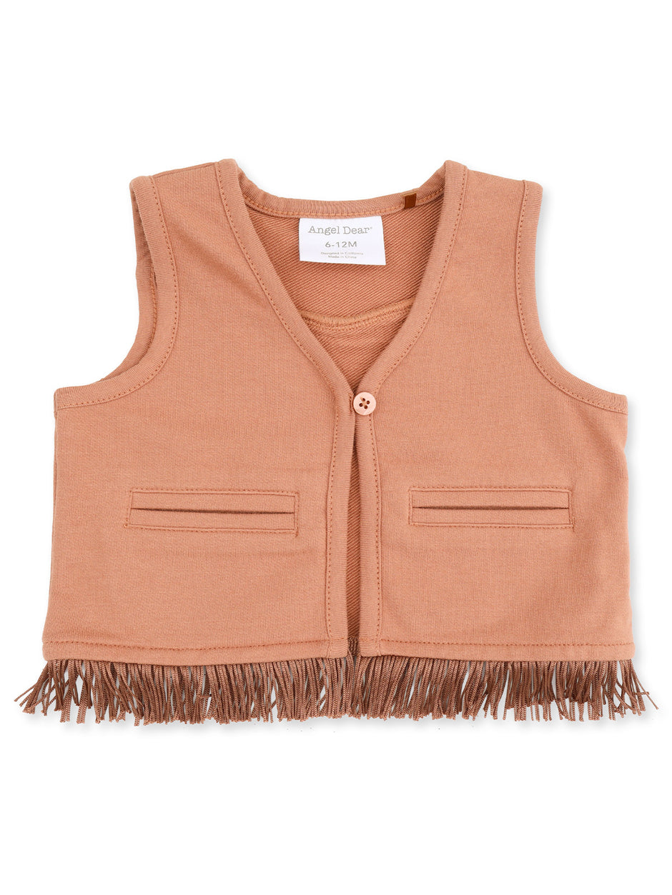 Western Fringe Vest, Mocha Mousse