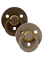 Colour Round Natural Rubber Latex Pacifier 2 Pack, Mocha/Dark Oak