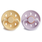 Moon Natural Rubber Pacifier 2-Pack, Soft Lilac / Daffodil