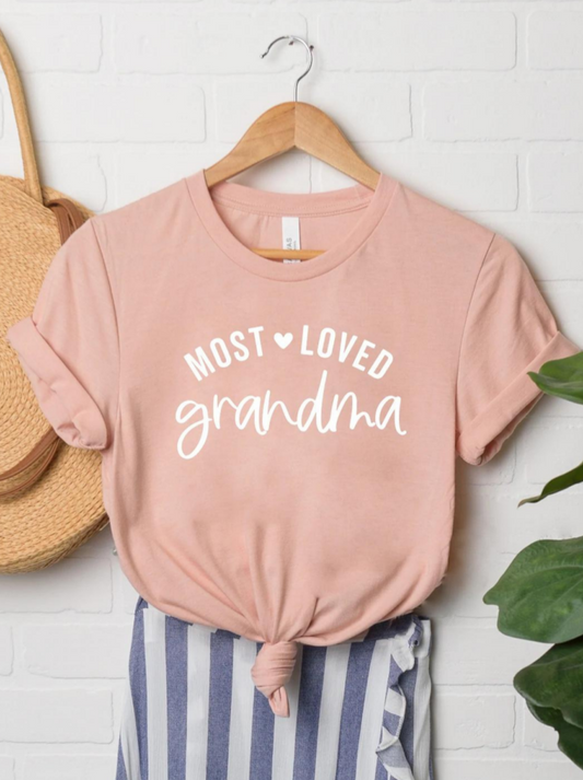 Most Loved Grandma Women's Graphic Tee, Blush