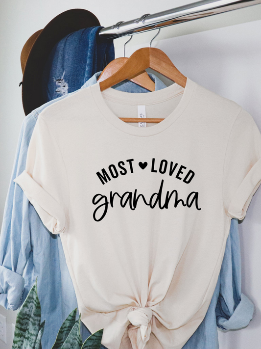 Most Loved Grandma Women's Graphic Tee, Cream