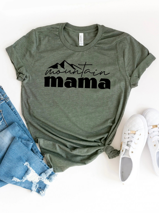 Mountain Mama Women's Graphic Tee, Army Green