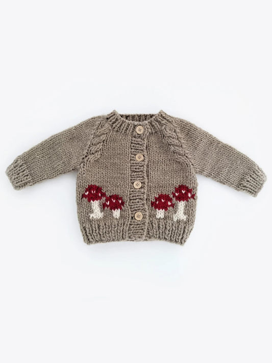 Mushroom Cardigan Knit Sweater