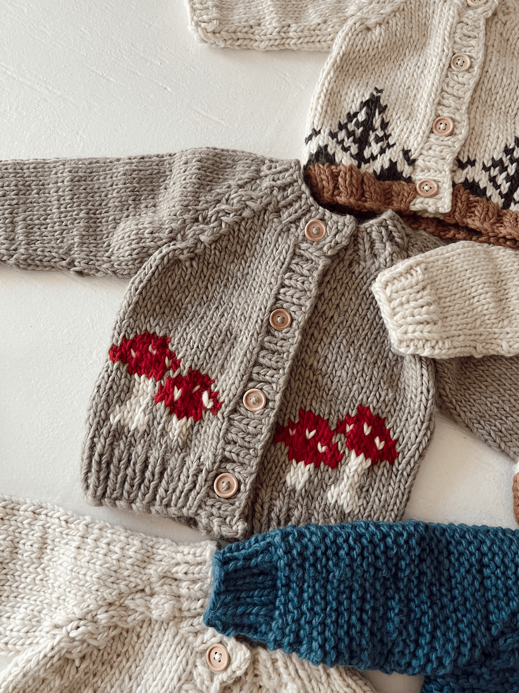 Mushroom Cardigan Knit Sweater