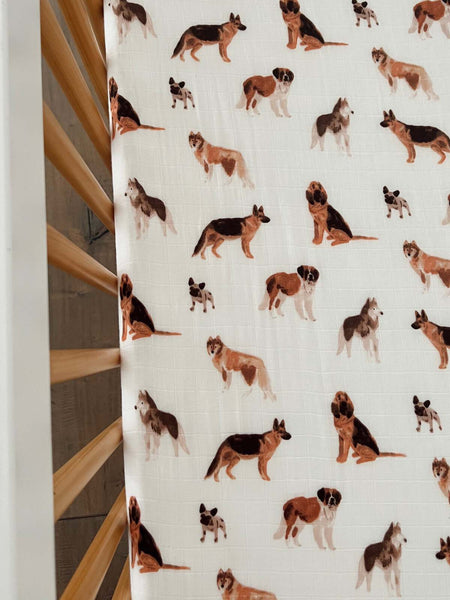 Muslin Crib Sheet Big Dogs SpearmintLOVE