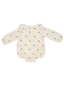 Muslin Ruffle Collar Bubble Bodysuit, Cashew Polka Dot