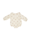 Muslin Ruffle Collar Bubble Bodysuit, Cashew Polka Dot