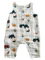 Muslin Sleeveless Romper, Tractors