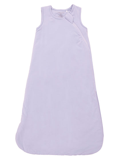 Light purple baby sleep sack with shoulder snaps, designed for comfort and safety during sleep.