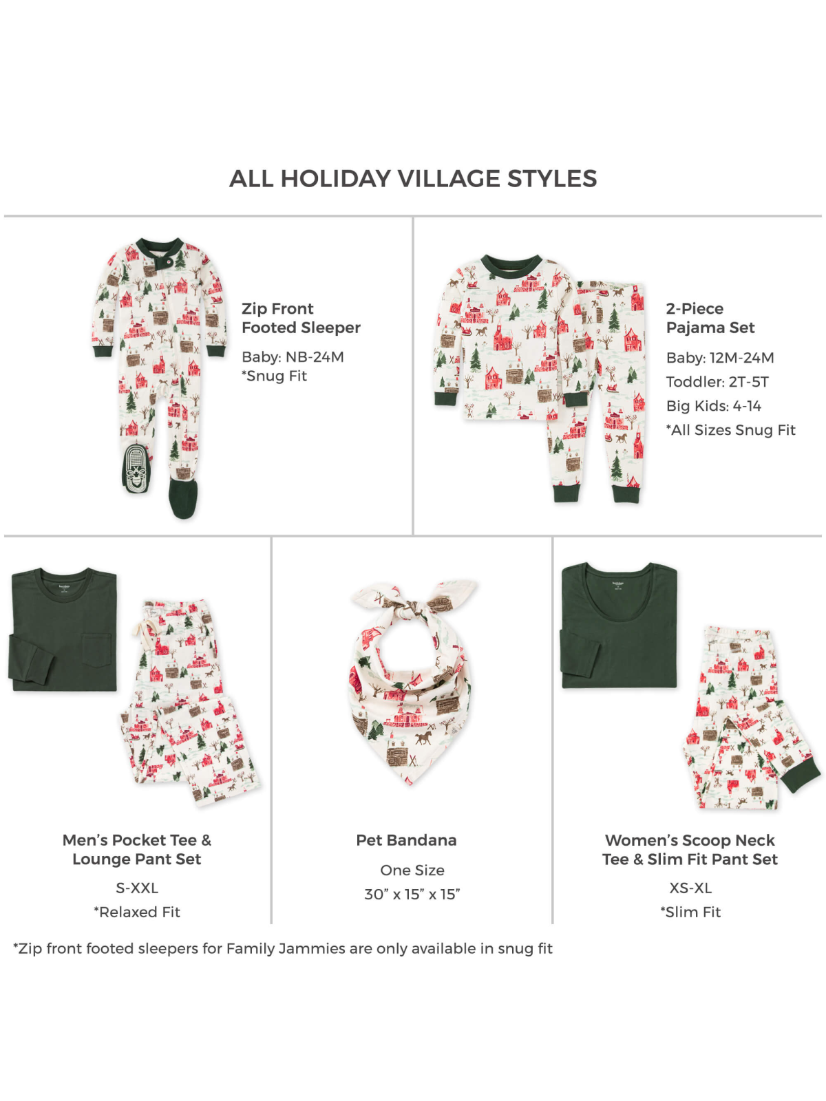 Organic 2-Piece Pajama Set, Holiday Village