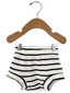 Organic Cotton Waffle Shorts, Black Stripe