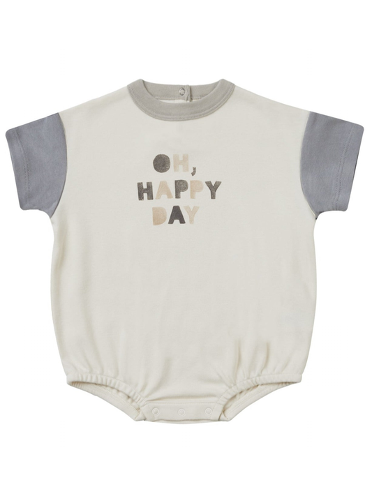 Organic Relaxed Bubble Romper, Oh, Happy Day