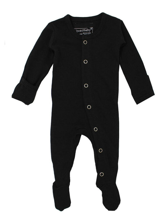 Organic Snap Footed Romper, Black