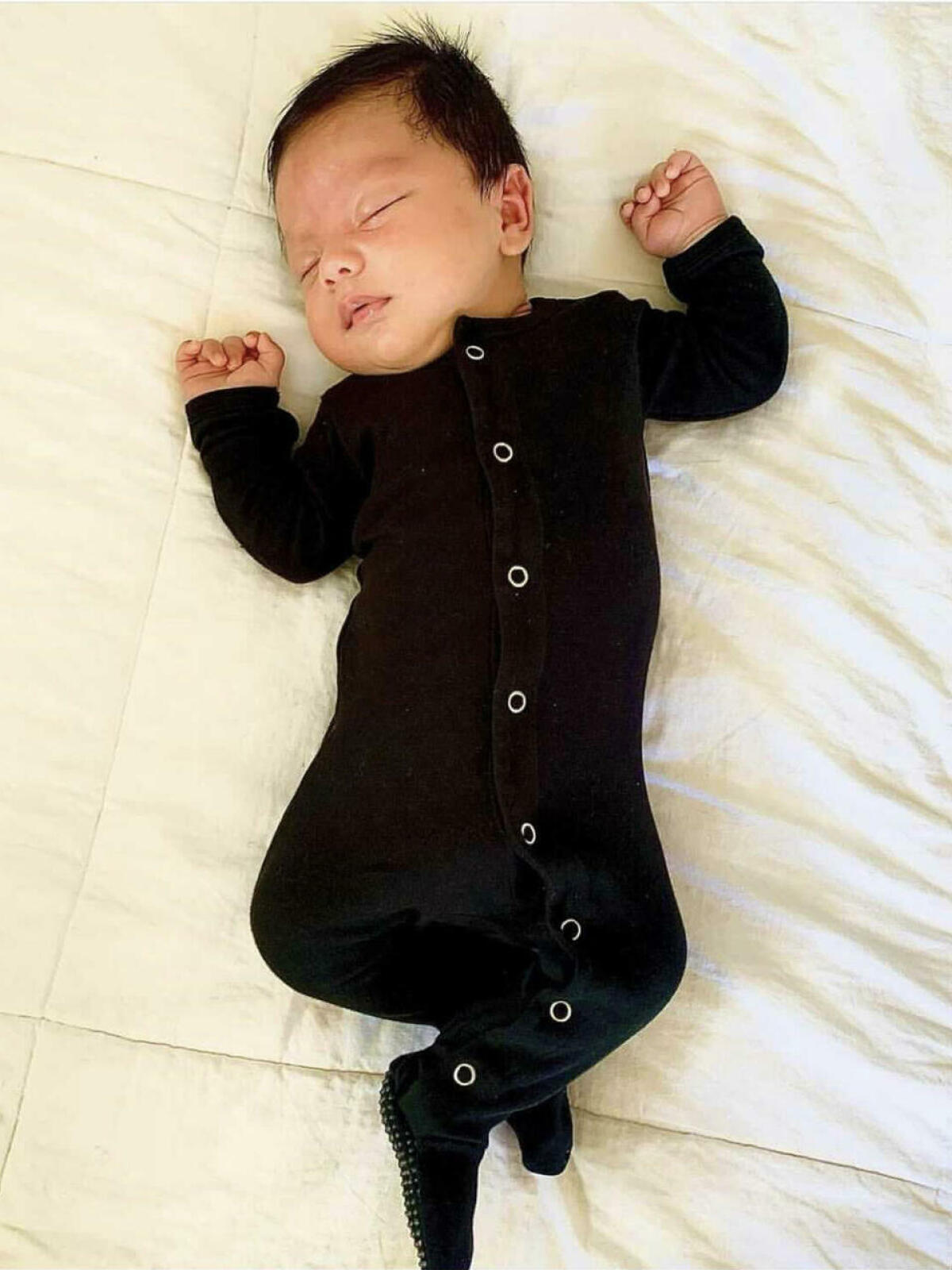 Organic Snap Footed Romper, Black