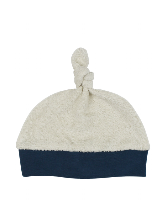 Organic Terry Banded Top-Knot Beanie, Abyss