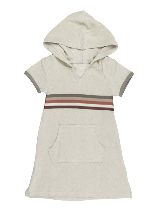 Organic Terry Cloth Cap Sleeve Hoodie Dress, Neutrals