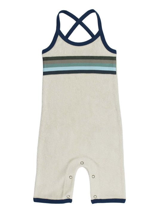 Organic Terry Cloth Overall Romper, Blues