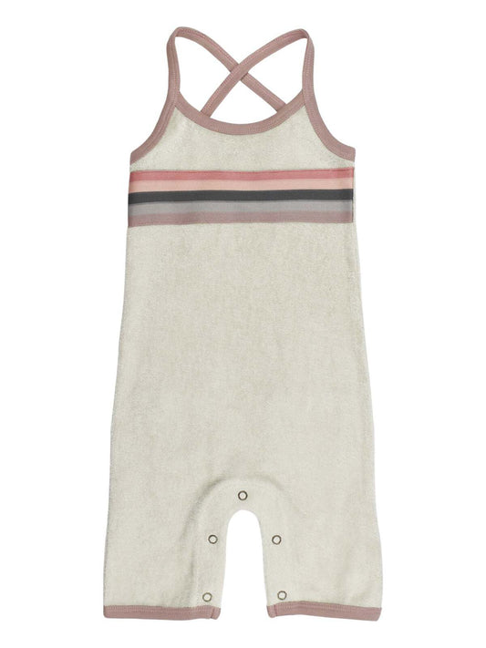 Organic Terry Cloth Overall Romper, Pinks