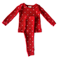 Organic Waffle 2-Piece Set, Little White Heart (on Red)