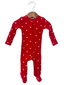 Organic Waffle Basic Zip Footie, Little White Heart (on Red)