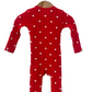 Organic Waffle Basic Zip Footie, Little White Heart (on Red)