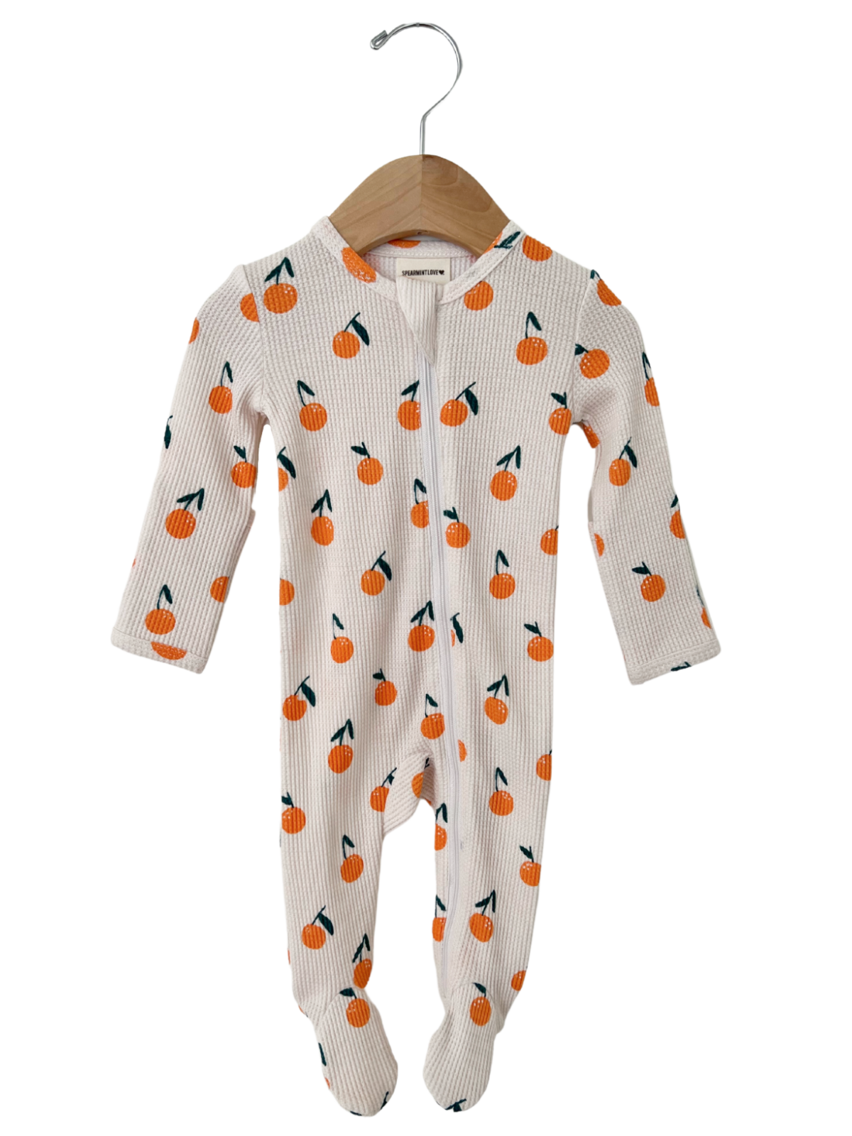 Organic Waffle Basic Zip Footie Oranges SpearmintLOVE