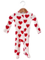 Organic Waffle 2-Way Zip Footie, Red Heart