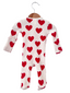 Organic Waffle 2-Way Zip Footie, Red Heart