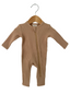 Organic Waffle Basic Zip Romper, Tan