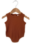 Organic Waffle Bubble Romper, Caramel