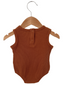 Organic Waffle Bubble Romper, Caramel