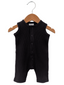 Organic Waffle Easy Romper, Black