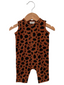 Organic Waffle Easy Romper, Black Spot