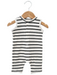 Organic Waffle Easy Romper, Black Stripe