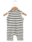 Organic Waffle Easy Romper, Black Stripe