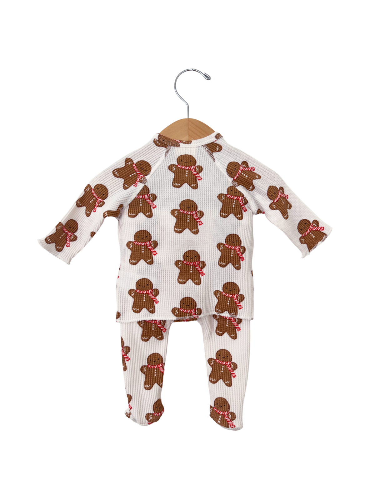 Organic Waffle Kimono & Pant Set, Gingerbread Man