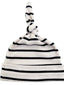 Organic Waffle Knot Beanie, Black Stripe