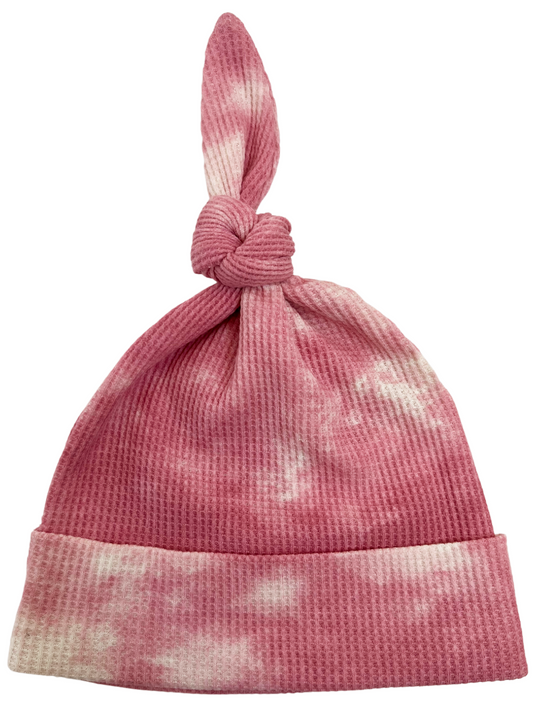 Organic Waffle Knot Beanie, Orchid Pink Tie Dye