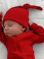 Organic Waffle Knot Beanie, Red