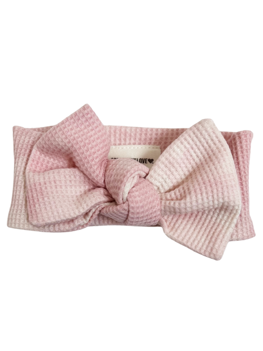 Organic Waffle Knot Bow, Ballet Pink Tie Dye