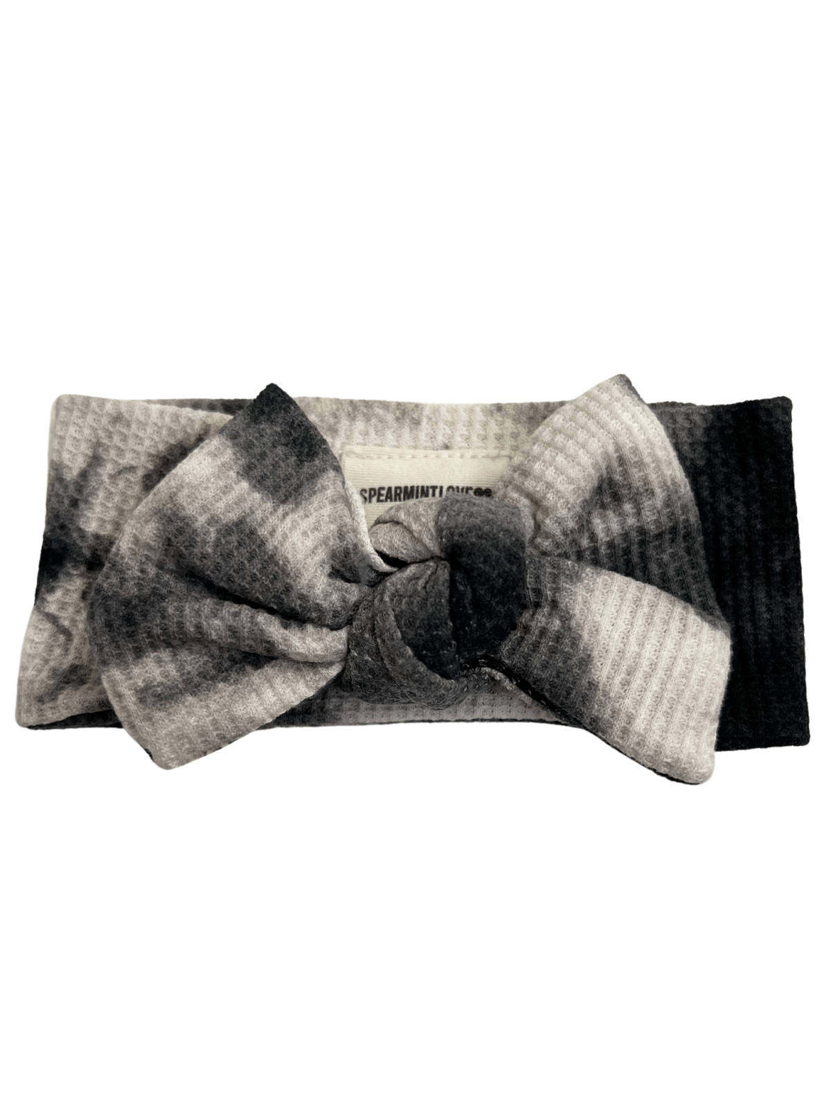 Gray and black tie-dye headband with a large knot detail at the front.