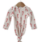 Organic Waffle Knotted Gown & Bow Set, Candy Cane