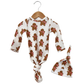 Organic Waffle Knotted Gown & Hat Set, Gingerbread Man